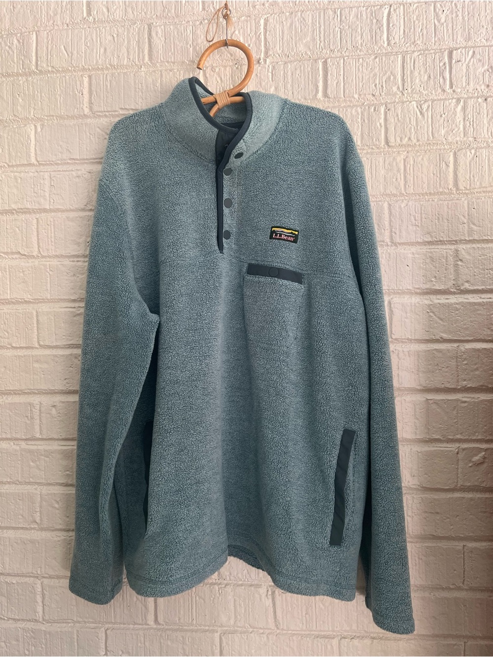 L.L. Bean Men's XL Slate Blue Fleece Snap Pullover